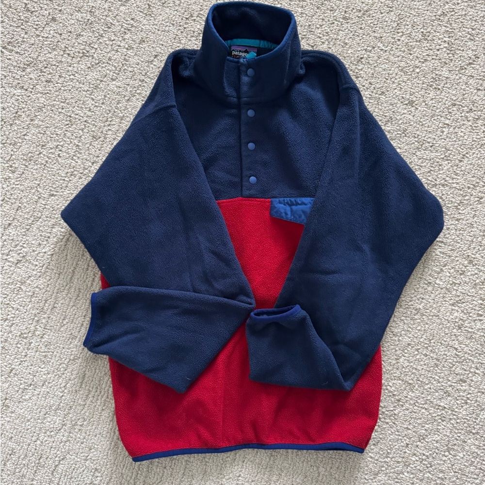 Patagonia men’s size small Fleece Jacket in Navy/Red/Royal